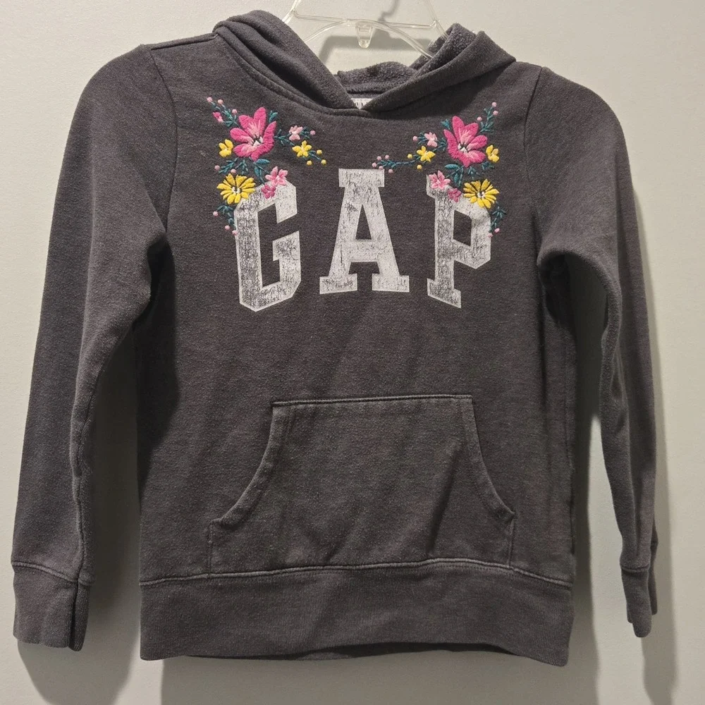 Gap Kids Girls Floral Gray Hoodie‎ Size M(8)